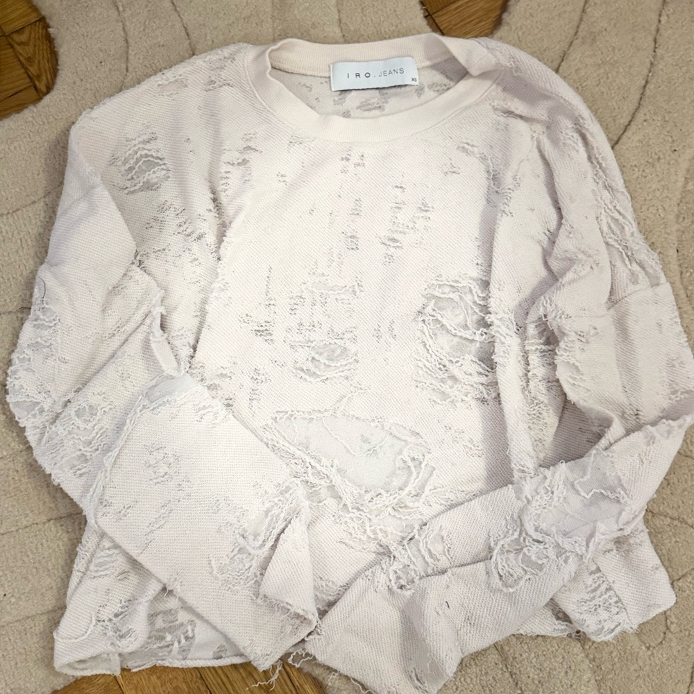 IRO Distressed Cream Sweater